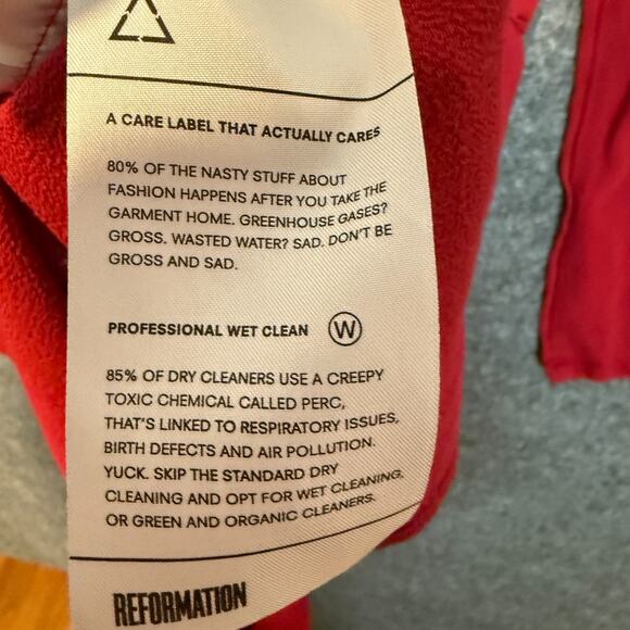 Reformation Dress Womens 4 Red Long Sleeve Zip Chest Cut Out Midi Dress Bodycon - Picture 9 of 12